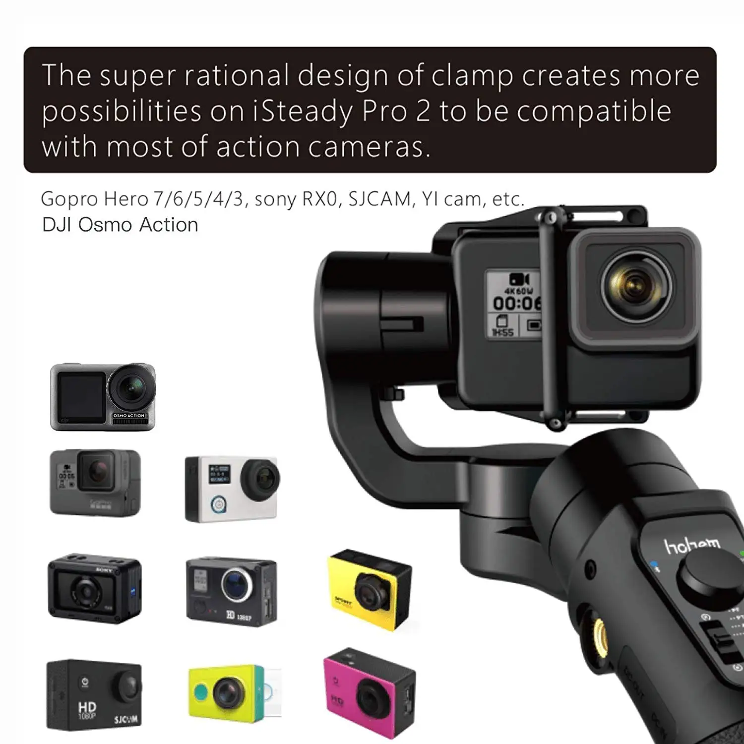 Hohem iSteady Pro 2 брызг 3-осевой Карманный стабилизатор для камеры DJI Osmo Экшн камера Gopro Hero 7/6/5 SJCAM YI экшн-камер