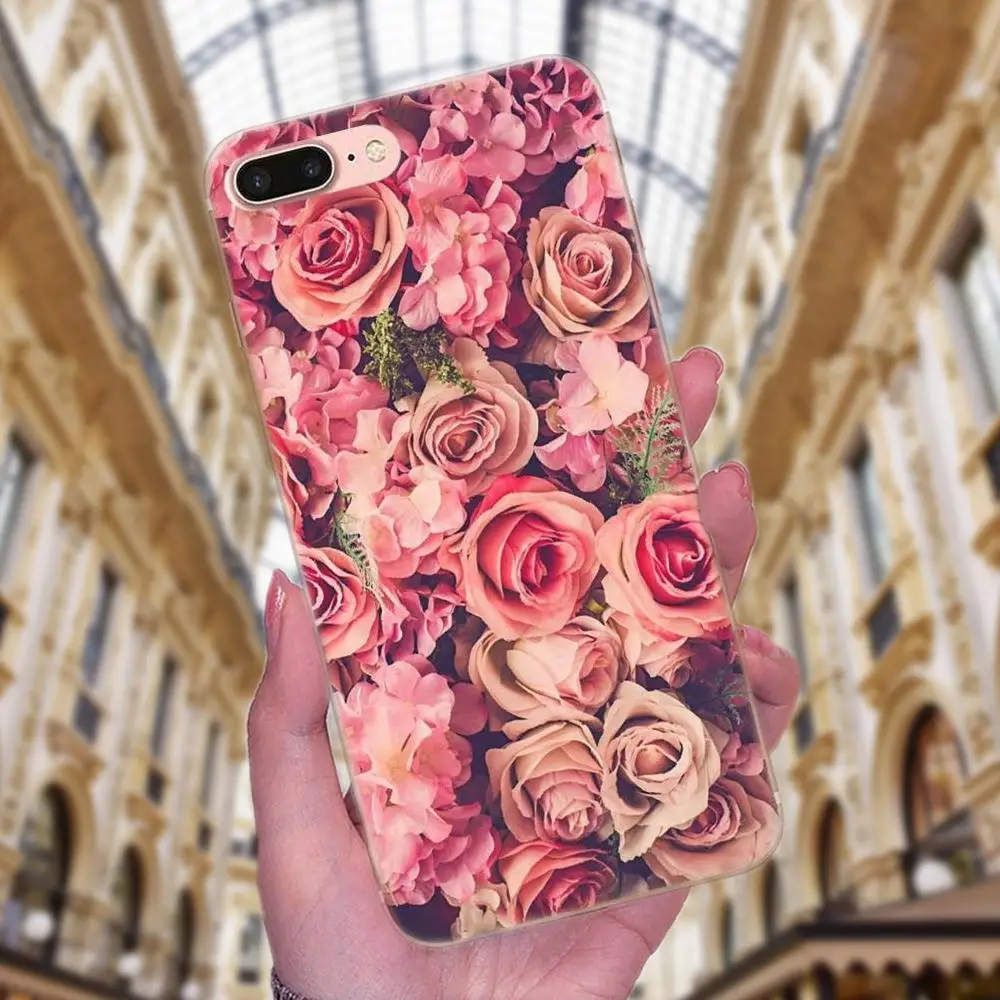 Для Huawei P7 Honor 4C 5A 5C 5X 6 6C 6A 6X 7 7X 8 9 V8 V10 Y3II Y5II G8 Play Lite букет из розовых роз свежий
