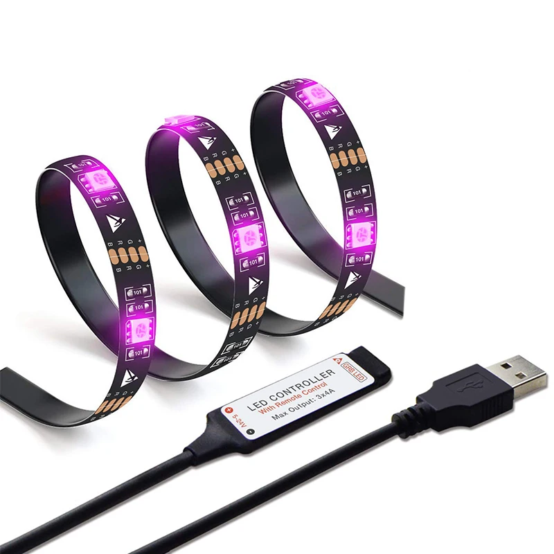 4 шт. 50 см 5050 RGB Светодиодная лента с питанием от USB DC 5V Гибкая 15 s светильник для