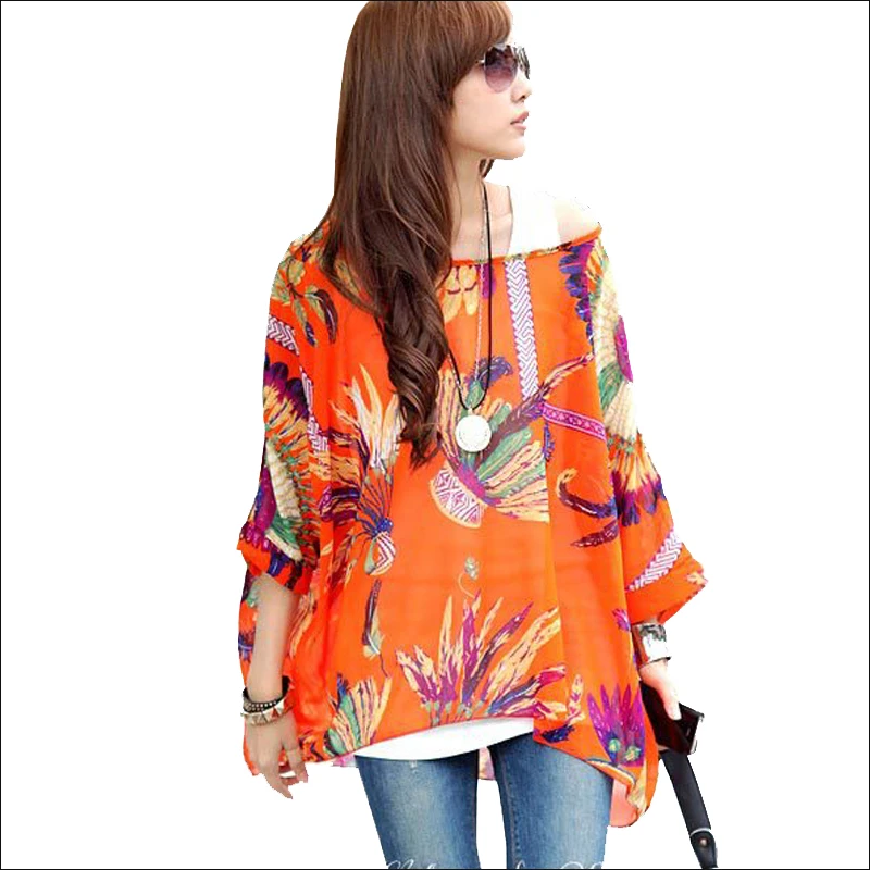 Женская шифоновая блузка с рукавом летучая мышь|blusas plus|blusas stylewomen blouses |