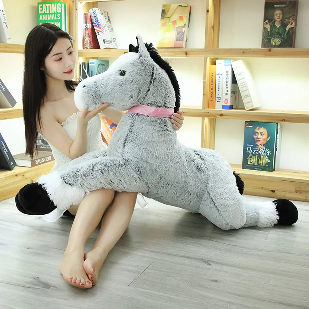 

90/120cm Crouching Horse Big Size Horse Plush Toy Soft Animial Stuffed Doll Gift For Children Girl Cartoon Decor