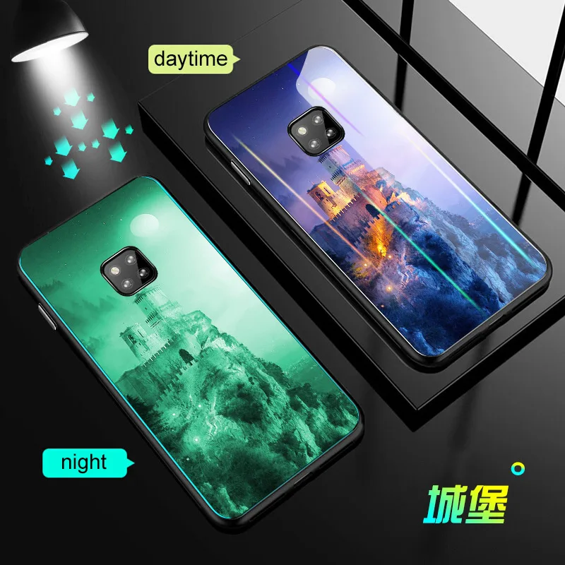 Светящийся чехол для телефона Honor 8X 8C 10 20Pro P Smart Plus для P20 P30 mate 20 Lite Pro Nova 3 3i 4 5i Y9 закаленное стекло