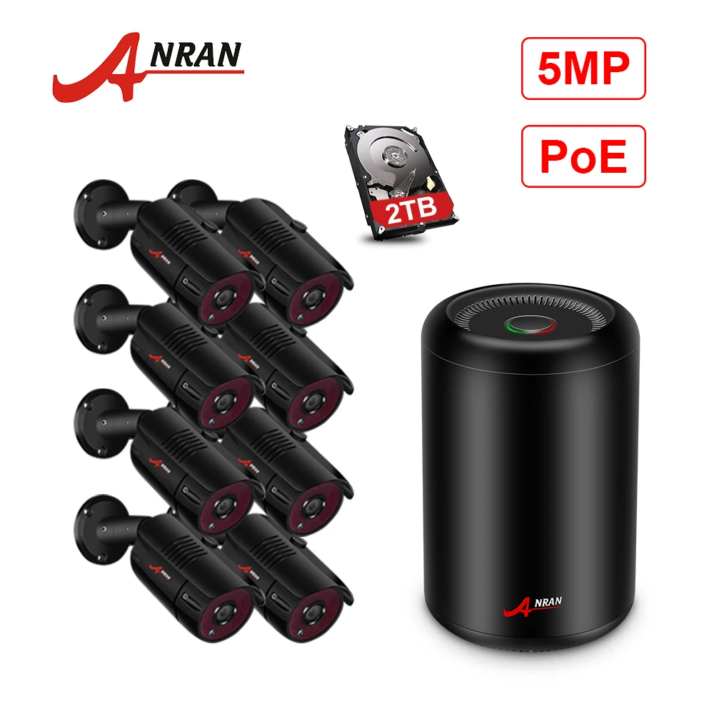 ANRAN камера безопасности Система POE 8CH H.265 NVR 5MP камера безопасности ночное видение Водонепроницаемая HD уличная система видеонаблюдения