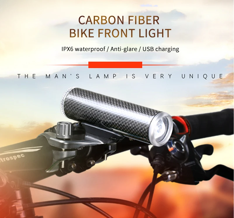 WEST BIKING велосипедный светильник из углеродного волокна/алюминиевого сплава USB Перезаряжаемый светильник-Вспышка водонепроницаемый велосипедный головной светильник велосипедный передний светильник