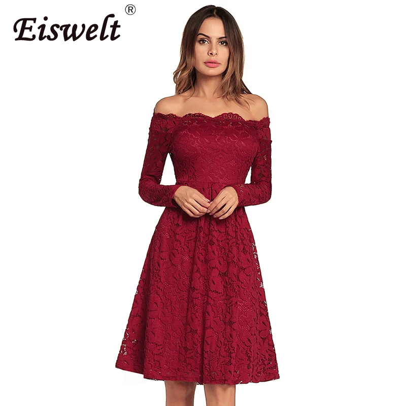 Женское платье с открытыми плечами винтажное кружевное вышивкой повседневное