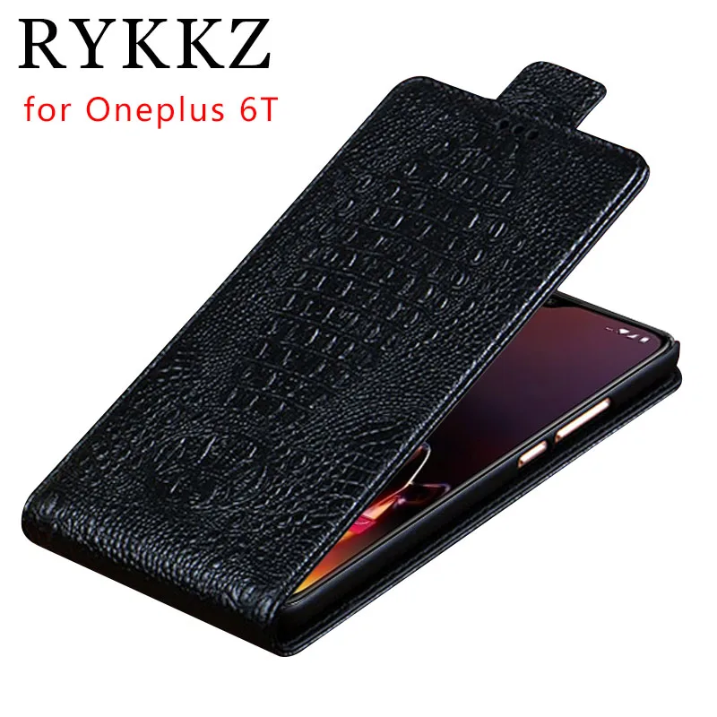 

RYKKZ Genuine Leather Flip Up and Down Case Cover For Oneplus 6T Mobile Phone Stand Case For Oneplus 6 6T 5T Leather Cover
