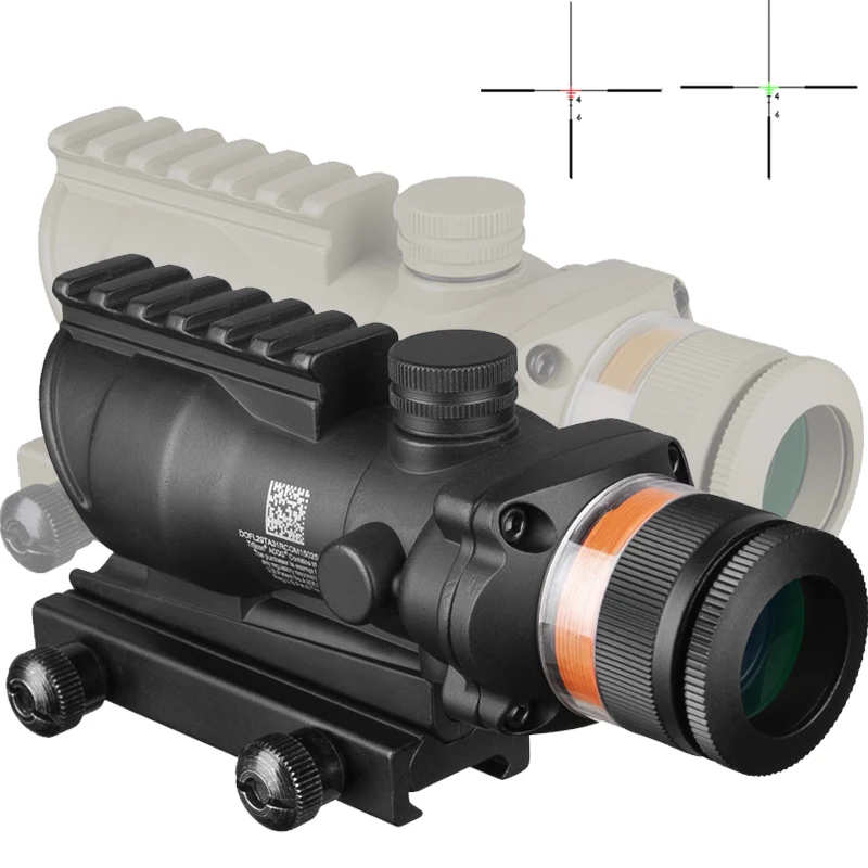 Охотничий Прицел ACOG 4X32 Rail оптика Красная Зеленая точка крест освещение стекло травленая сетка тактический оптический прицел