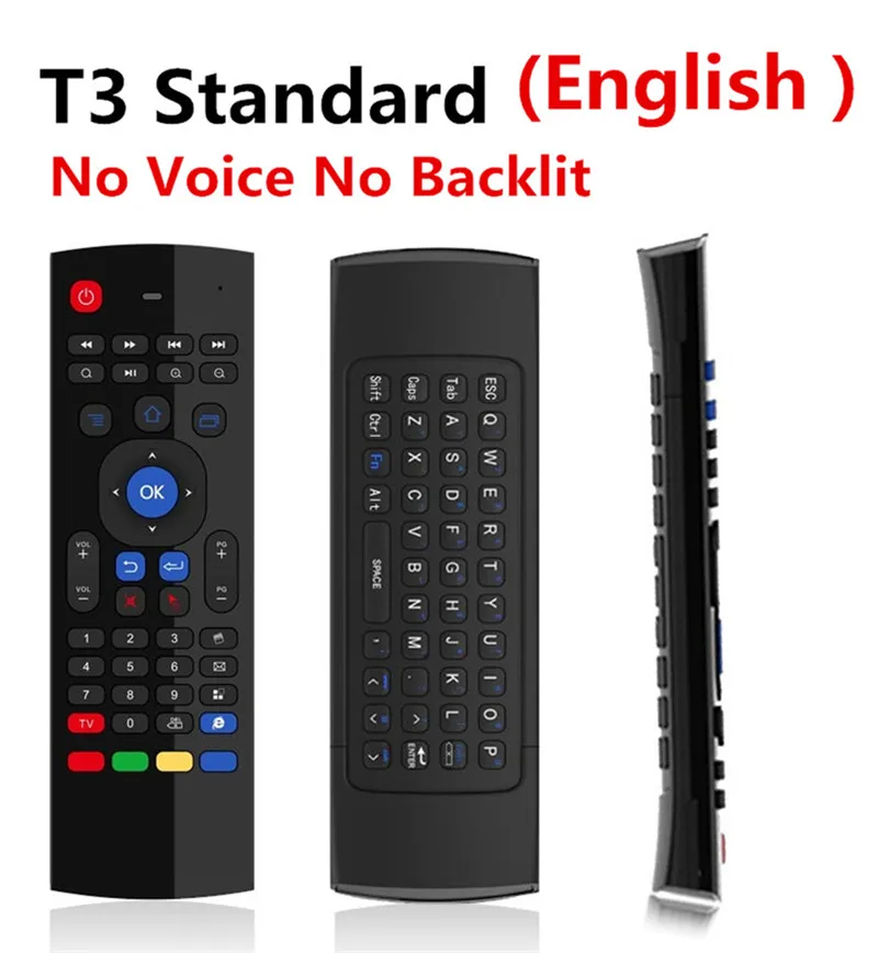 T3 English T3M 2,4G Air mouse беспроводная клавиатура русский 44 IR обучающий микрофон голосовой поиск для Android Smart tv Box PK MX3 t3 пульт дистанционного управления - Цвет: T3 English