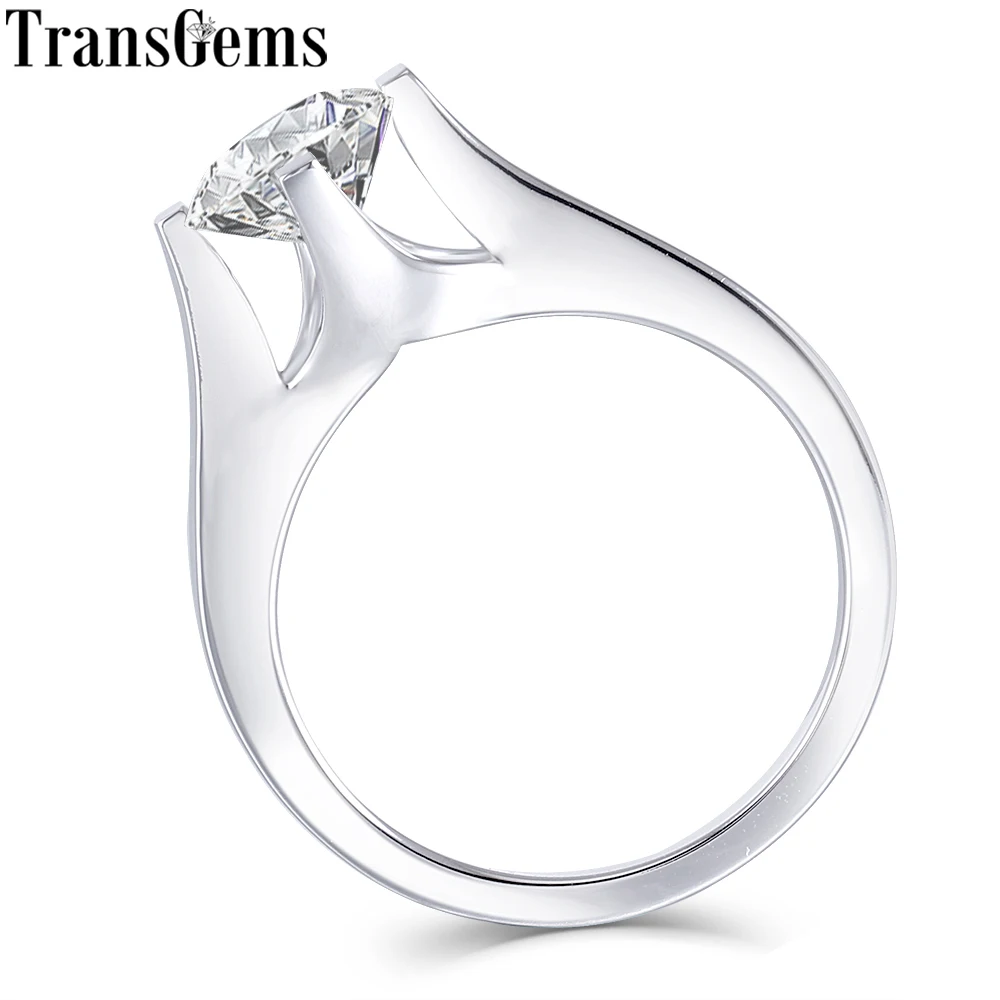 Женское Обручальное Кольцо Transgems Solid 14K 585 белое золото 2ct 8 мм F цвет муассансант солитер подарок на