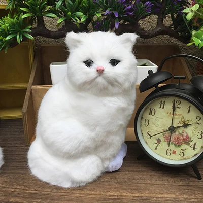 

about 12x18cm white cat model,polyethylene &furs artifical handicraft Figurines & Miniatures home decoration toy gift a2979