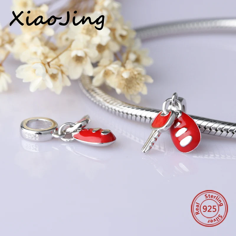 New diy design car keys with color enamel charms 925 Silver beads Fit Authentic Pandora Charm bracelet fashion jewelry making