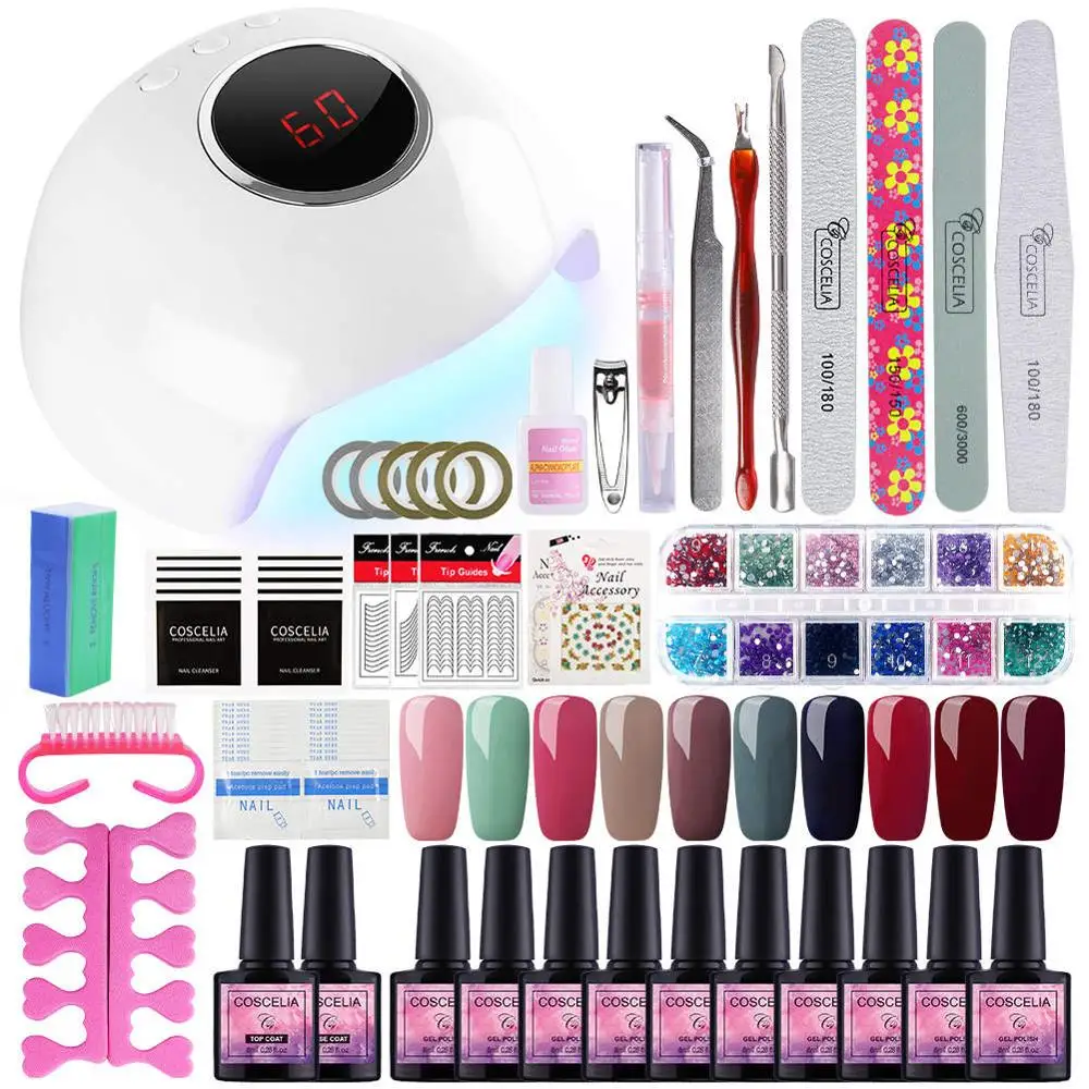 Nail polish kit Набор для ногтей, 24 Вт, УФ светодиодный светильник, сушилка с 10 шт., набор для гель-лака для ногтей, набор для замачивания, маникюрный набор, Гель-лак для ногтей, инструменты для дизайна ногтей - Цвет: Nail polish kit