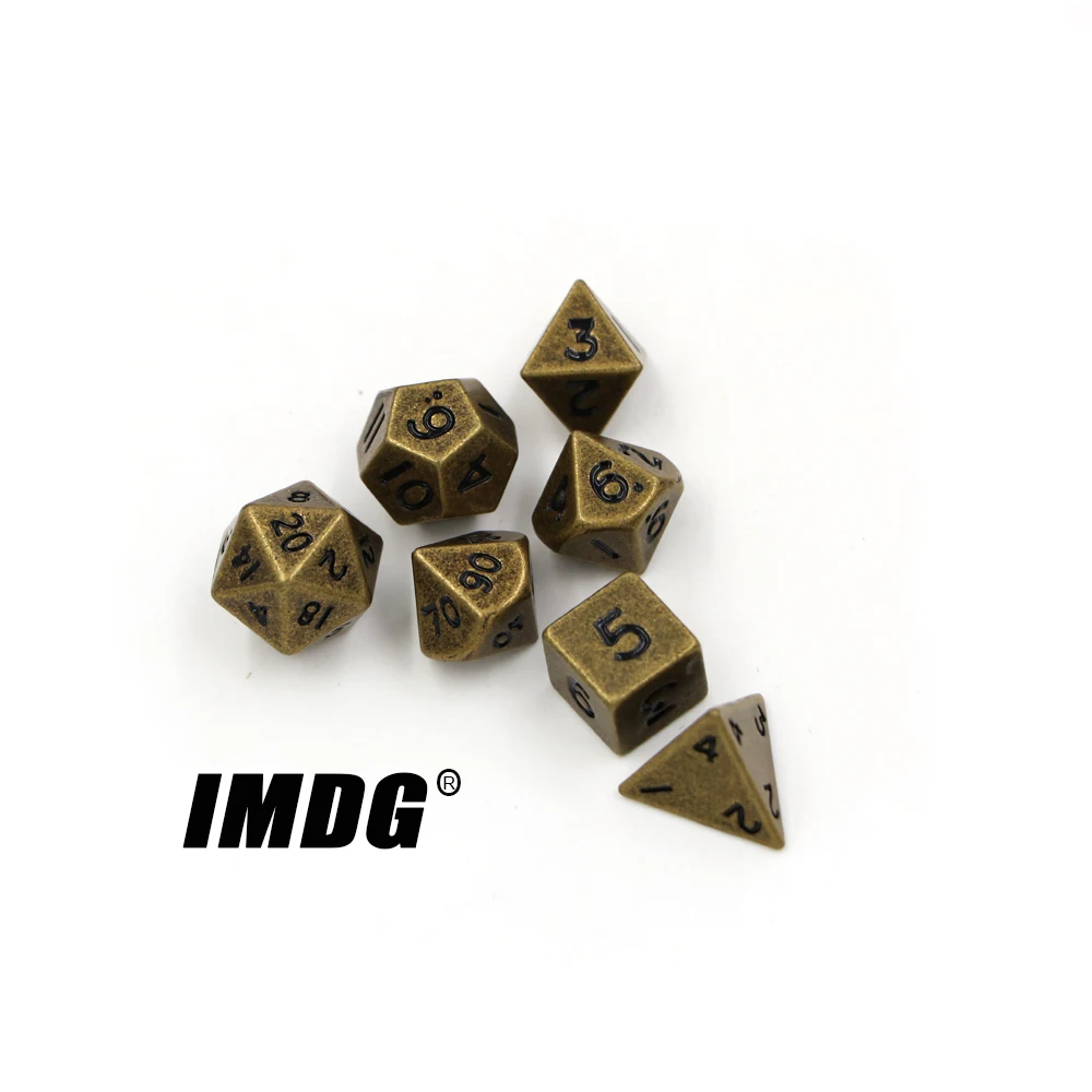 IMDG 7 шт./компл. мини ролевые игры кости многогранник металлические игральные кубики DND разных бронза маленькая цифровой игра в кости
