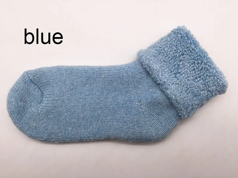 blue Теплые детские носки-тапочки От 0 до 7 лет толстые детские носки для мальчиков, зимние мягкие теплые носки для девочек WZ04 - Цвет: blue