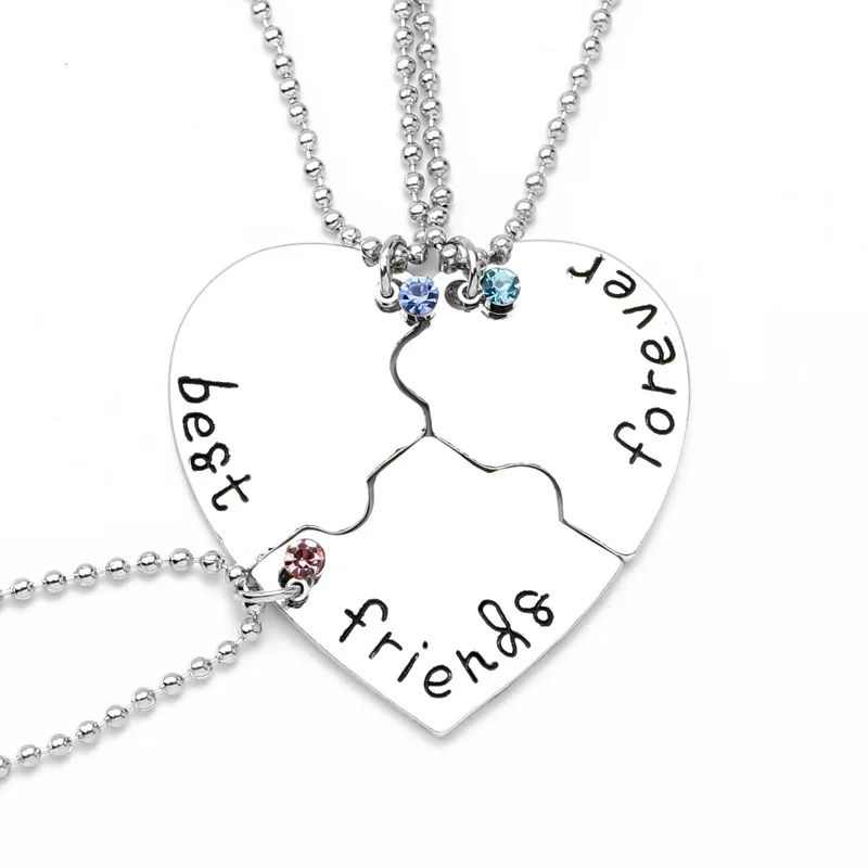 Set of 2/3/4 Best Friends Necklace Couples Paired Necklaces Pendants Unisex Lovers Valentine's Gift BFF Friendship Jewelry