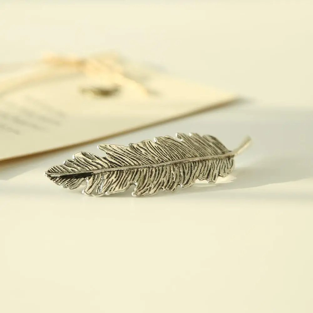Ancient Silver Винтажный стиль 1 шт. модная металлическая форма листа заколка для волос заколка 4 цвета Перо Когти для волос инструмент для укладки волос - Цвет: Ancient Silver