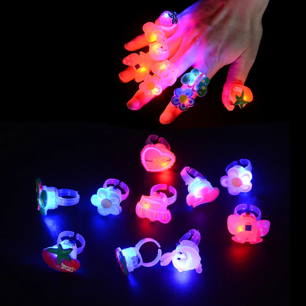 

Creative LED Flash finger light kids luminous color light-up rings bar party concert Xmas boy/girls' gifts 5pcs/set