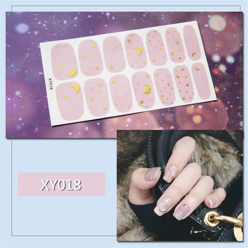 XY018 50 шт. полностью покрытые наклейки для ногтей смешанные Луна солнце Звезда Дизайн Наклейки Советы Обертывания DIY Дизайн ногтей украшения Маникюр косметический аксессуар - Цвет: XY018