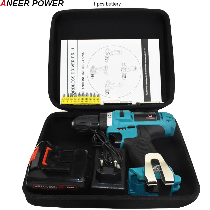 1PCS battery 1.5ач Аккумуляторная дрель, электрический шуруповерт, электроинструмент, электрическая дрель, батареи, шуруповерт, мини 16,8 в, Аккумуляторная дрель - Цвет: 1PCS battery