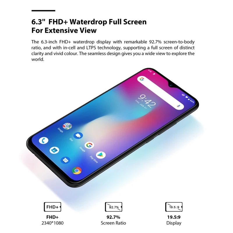 UMIDIGI Power смартфон с 6 3 дюймовым дисплеем ОЗУ 4 Гб ПЗУ 64 ГБ 5150 мАч 16 МП Android 9
