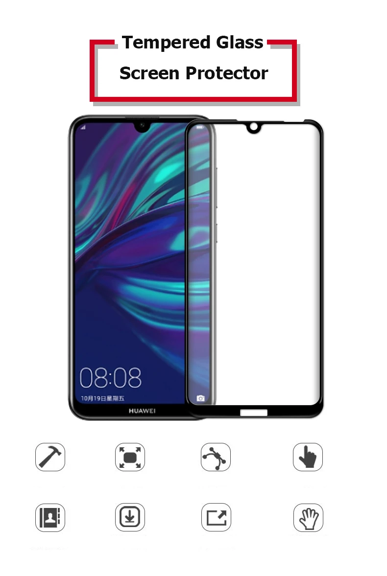 Для huawei Y6, Защитное стекло для экрана, полное покрытие, армированное закаленное стекло для huawei Y6 Pro Prime, защитная пленка
