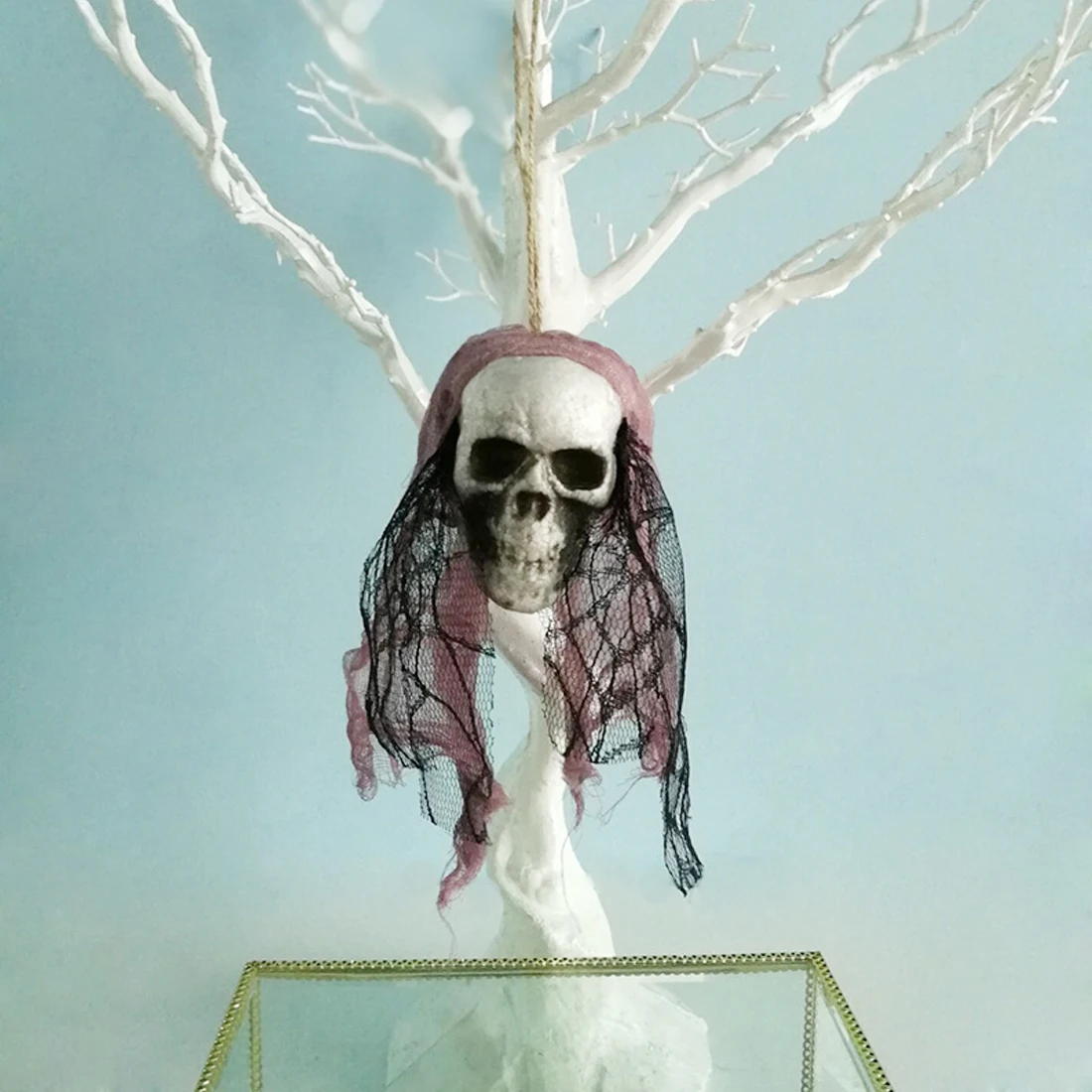 1Pc Halloween Home Horror Decorations Festival Party Supplies Creepy Artificial Skull Bride Clothes Decor Bone Head Hanging | Дом и сад