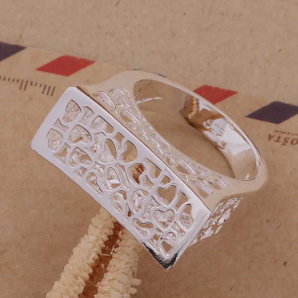 Посеребренное кольцо полый большой ретро модный стиль высшее качество классная