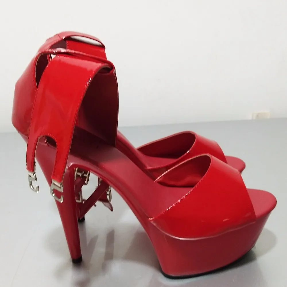 15 cm high heel waterproof platform sexy silver bride's wedding shoes nightclub lapel sandals | Обувь