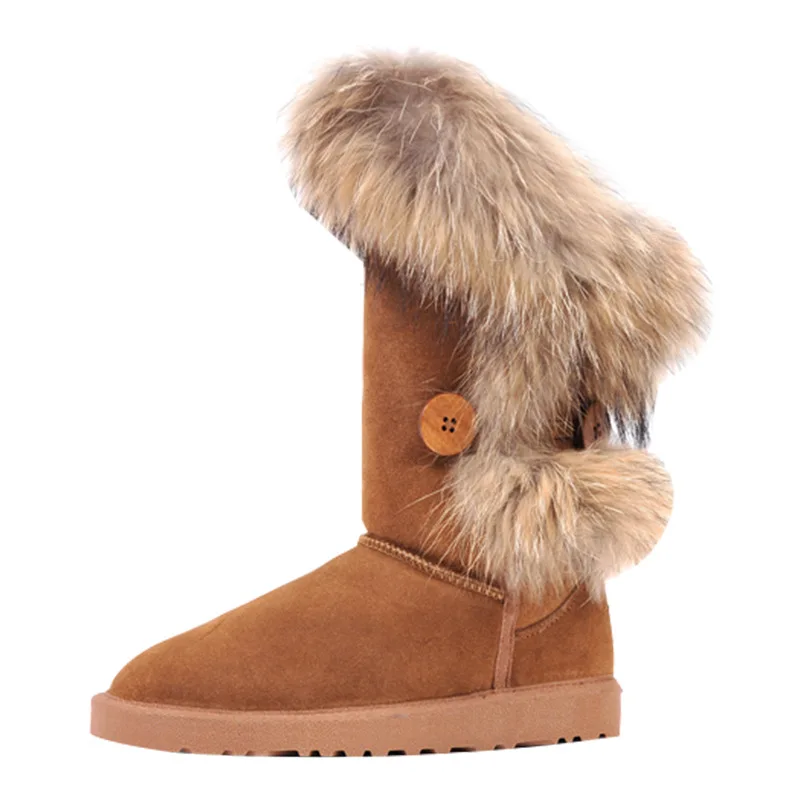 Zapatos De Mujer зимние сапоги с натуральным мехом енота 2018 модные женские толстые