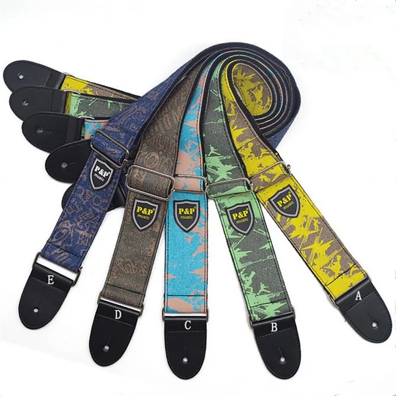 

Adjustable S117 Bakelite guitar strap printing denim cotton guitar strap ribbon instrument Leather Bass Belt Classical Guitar Ac