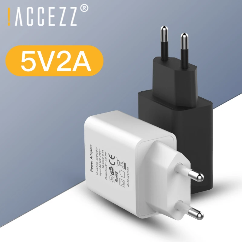 ! ACCEZZ 5V 2A EU штепсельная Вилка USB зарядное устройство адаптер для iphone 7 8 iPad iPod