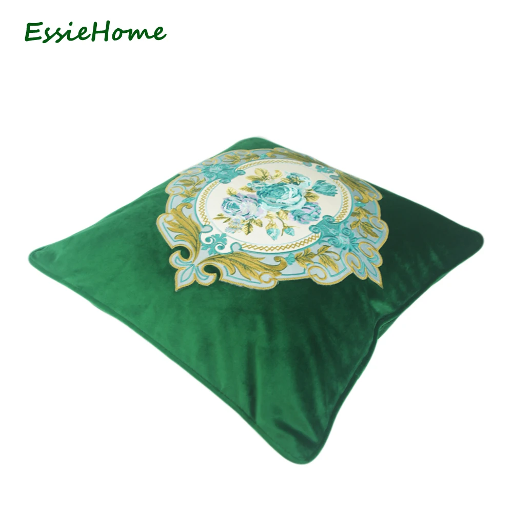 ESSIE домашний Роскошный зеленый мох изумрудно бархат вышивка наволочка