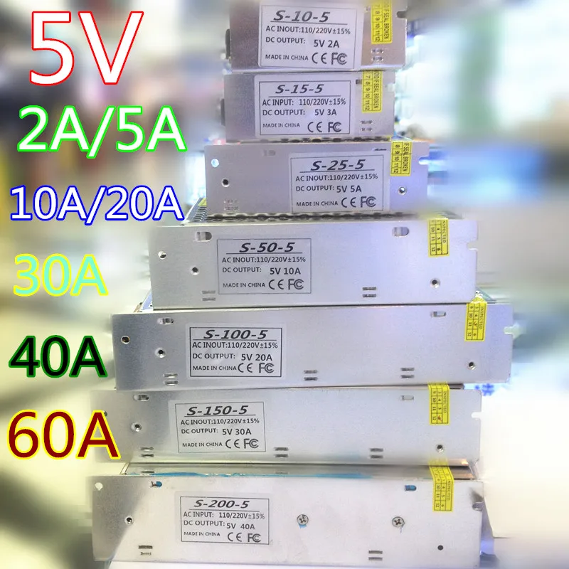 Блок питания переключателя блок светодиодной ленты адаптер AC100 240V к DC 12V 5V 24V 24W 60W