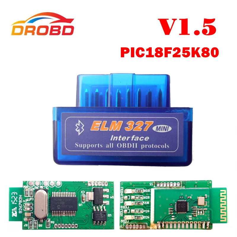 ELM 327 версия 1,5 V1.5 Супер Мини Bluetooth ELM327 с PIC18F25K80 чип OBD2/OBDII для Android код читателя диагностический инструмент