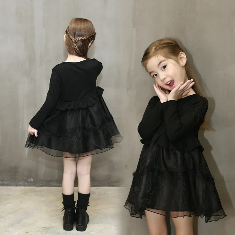 kids dresses for girls winter baby girl christmas dress long sleeve elegant black warm children 6 years party princess | Детская одежда