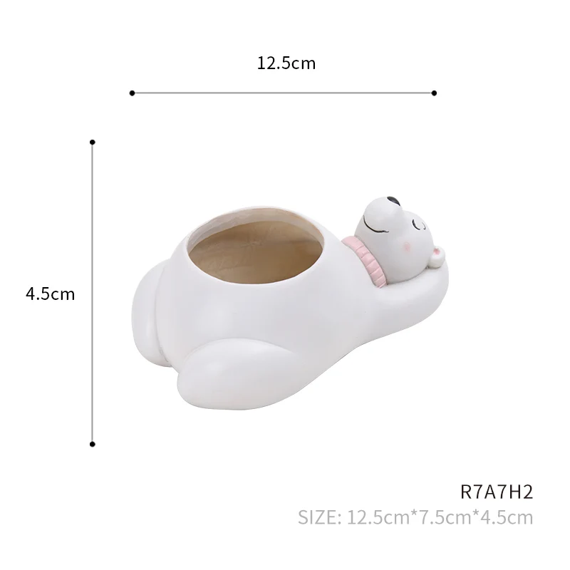 polar bear ROOGO 6 видов конструкций современный мультфильм сочные Плантатор Горшок Смолы Творческий ремесленных Животные Kawaii Форма Desktop украшения цветочных Горшков - Цвет: polar bear