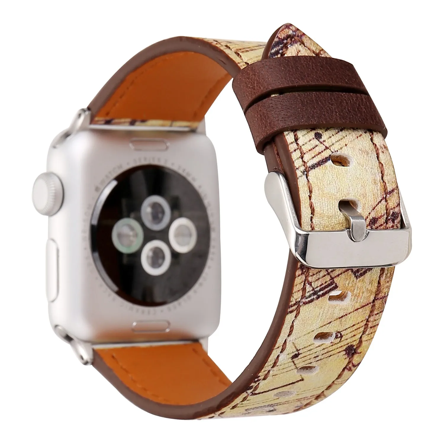 Винтажный цветочный кожаный ремешок для Apple Watch Series 5 4 3 2 1 браслет Музыкальный ремешок для iWatch 38 40 42 44 мм браслет ремень