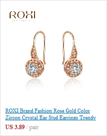 Серьги-гвоздики ROXI для женщин, модное ювелирное изделие, женские серьги с синими кристаллами, серьги цвета розового золота, серьги mujer moda, серьги-гвоздики