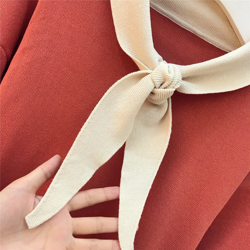 Возможно U бежевый оранжевый коричневый лоскутный матросский воротник с длинным