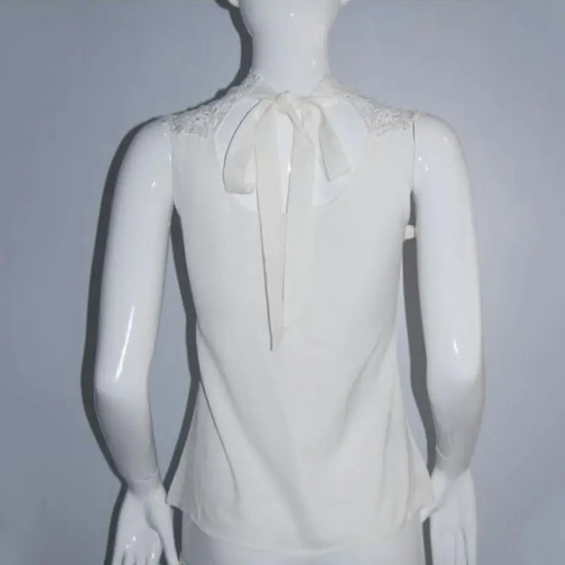 Женская рубашка без рукавов черная или белая шифоновая с бретелькой через шею - Фото №1