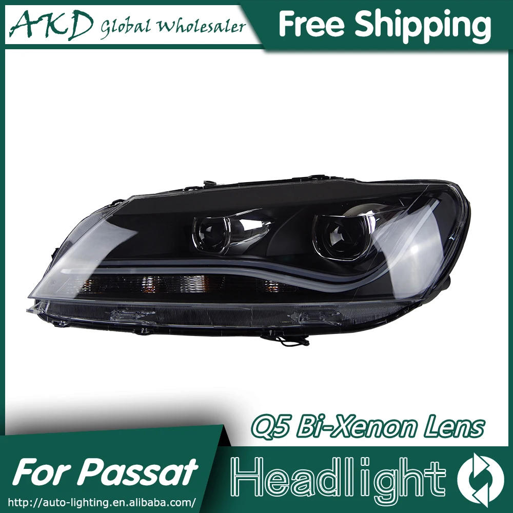AKD автомобильный Стайлинг для VW Passat B7 фары 2012- Passat CC светодиодный фары DRL Биксеноновые линзы Высокий Низкий луч парковка противотуманная фара