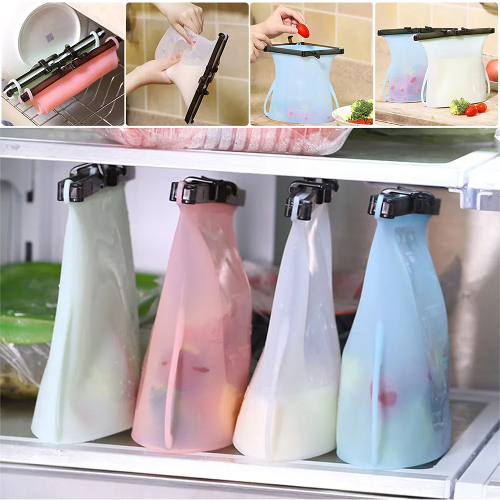 4 шт. силиконовые свежие пакеты герметичные пакеты для хранения холодильника многоразовый вакуумный упаковщик контейнеры для хранения фруктов, мяса, молока кухонные инструменты