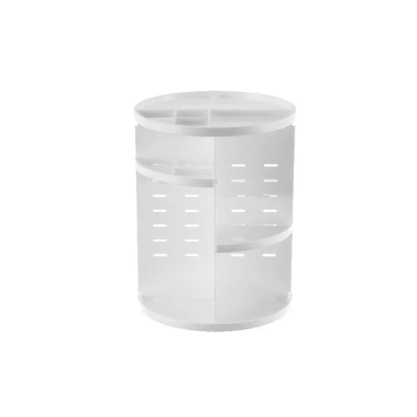 White storage rack Модная вращающаяся на 360 градусов коробка для хранения, стойка для макияжа, органайзер для ванной комнаты, полка для косметики, контейнер для ювелирных изделий, портативная рамка для полок - Цвет: White storage rack