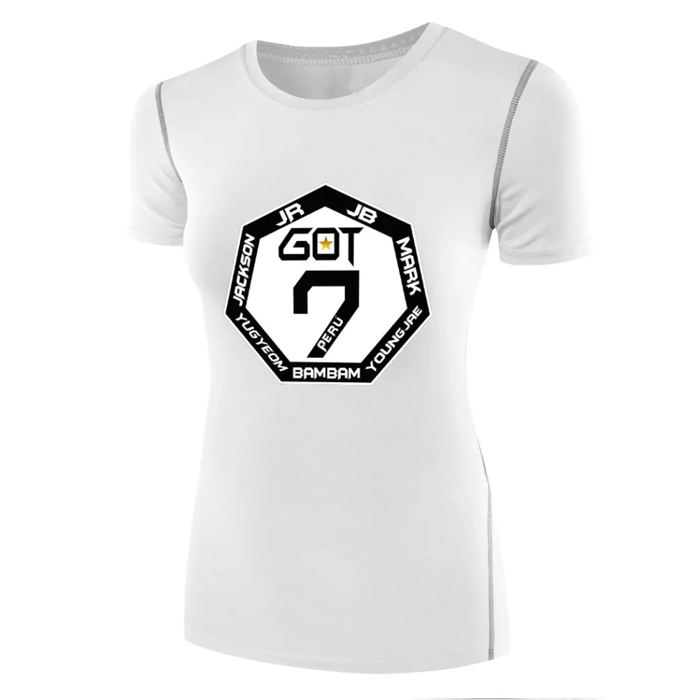 Kpop получили 7 женских рубашек бесшовная футболка футболки для фитнеса Джексон