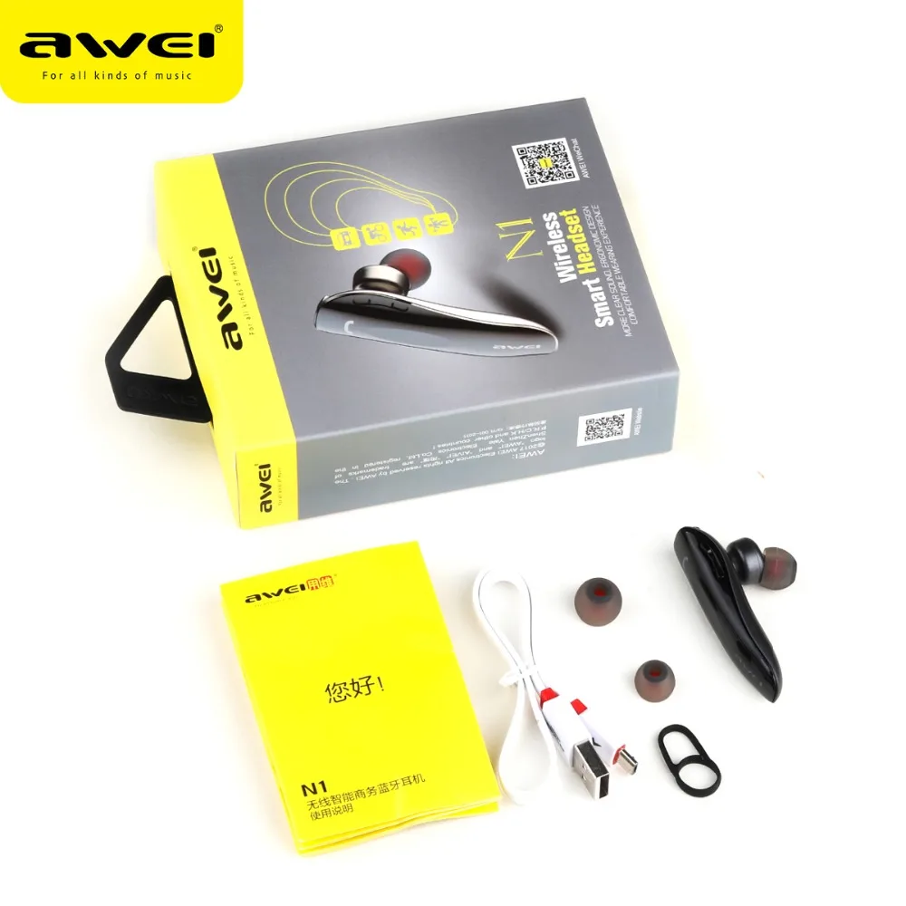 AWEI N1 односторонняя Bluetooth совместимая гарнитура для вождения стерео мини