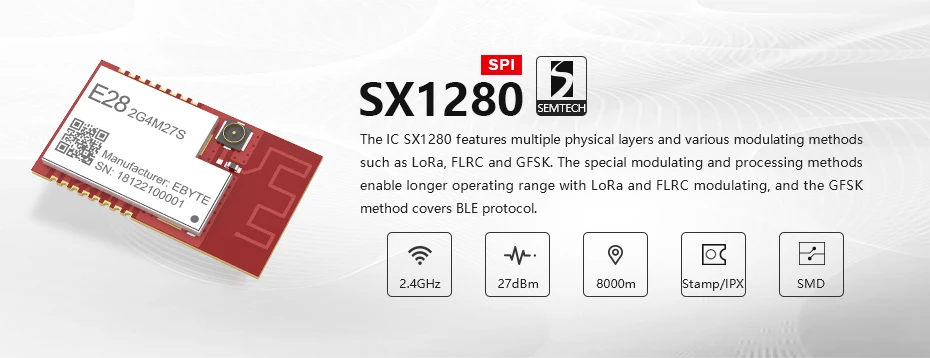 SX1280 27dBm LoRa модуль 2,4 GHz беспроводной приемопередатчик E28-2G4M27S SPI дальний BLE 2,4 ghz BLE rf передатчик 2,4 GHz приемник