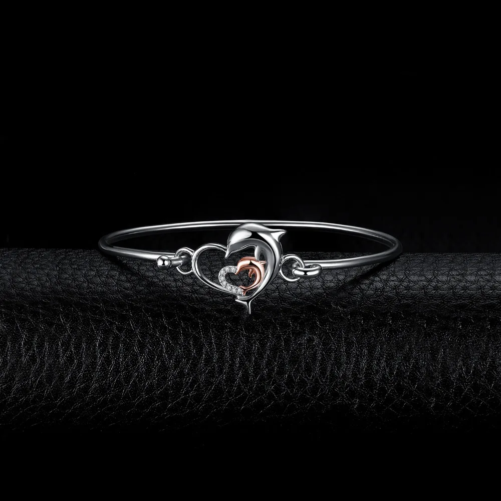 JewelryPalace Дельфин Любовь Сердце Открытый браслет 925 пробы Серебряный подарок