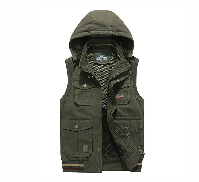 Плюс размер флисовые куртки без рукавов хлопковые жилеты 6XL 7XL 8XL 9XL с капюшоном