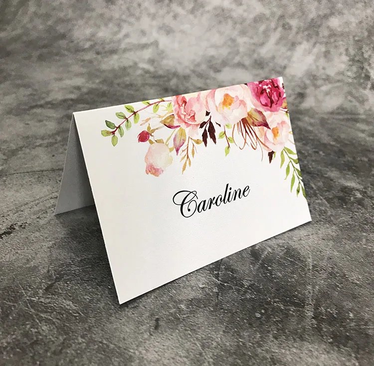 Floral Fold Place Card for Wedding | Дом и сад