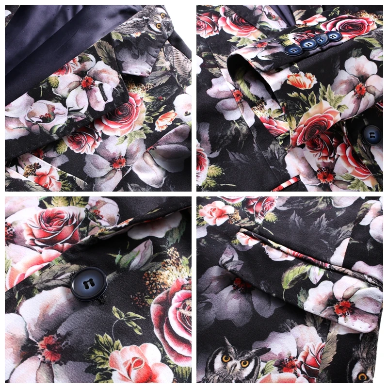 

JZ CHIEF Floral Suit Set Men Flower Pants Vest Jacket 3 Pieces Suits Men Latest Coat Pant Designs Performance Suit Stage Coats